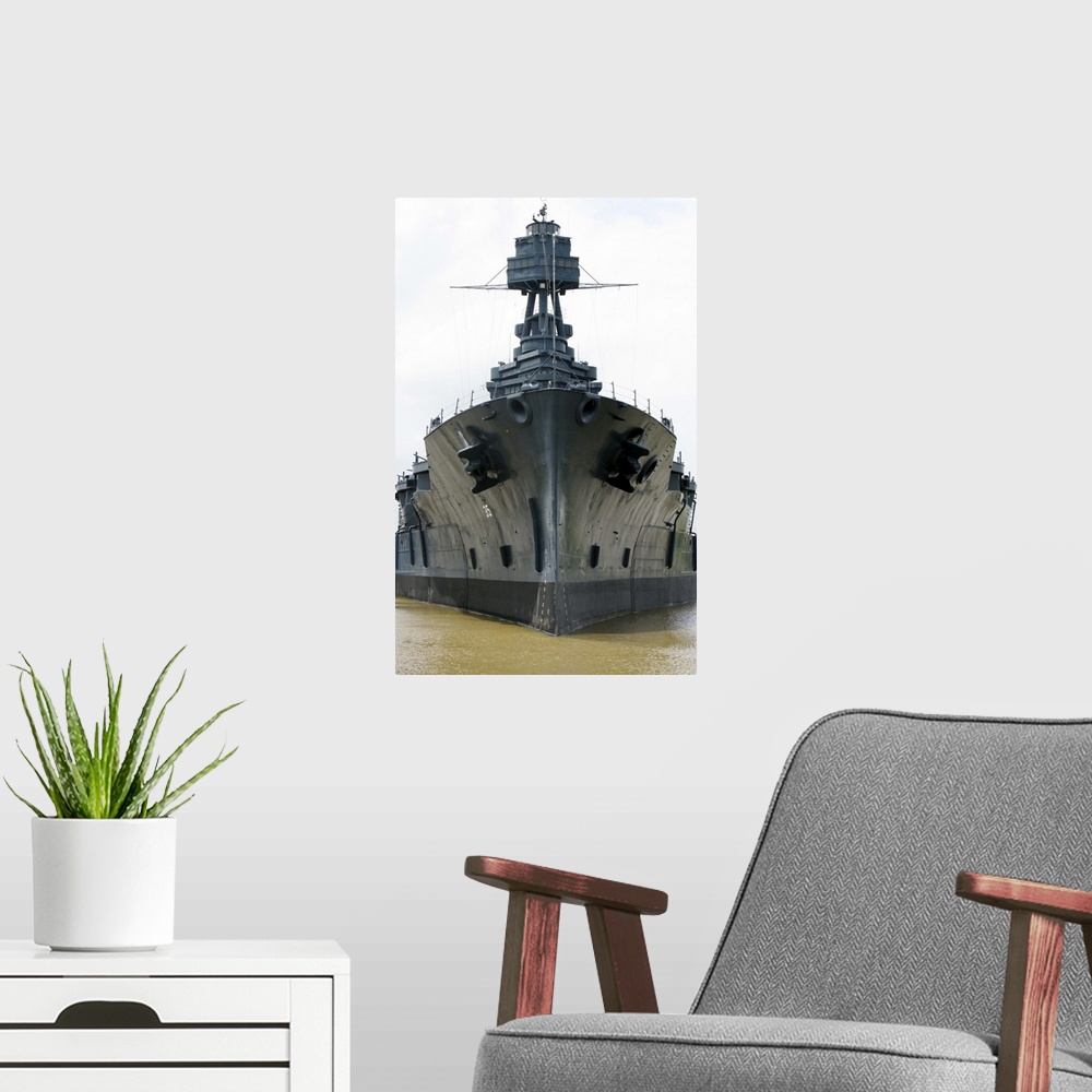 A modern room featuring The Battleship USS Texas