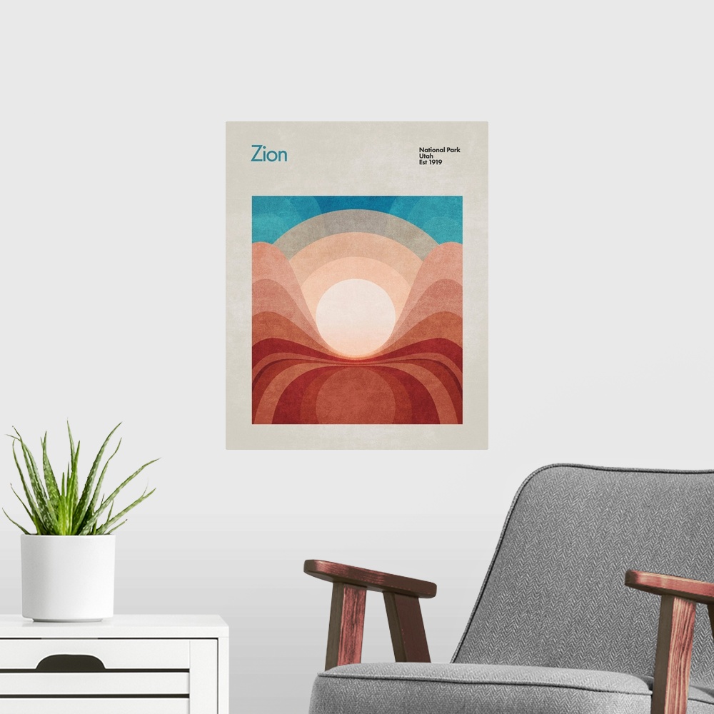 A modern room featuring Abstract Travel Zion