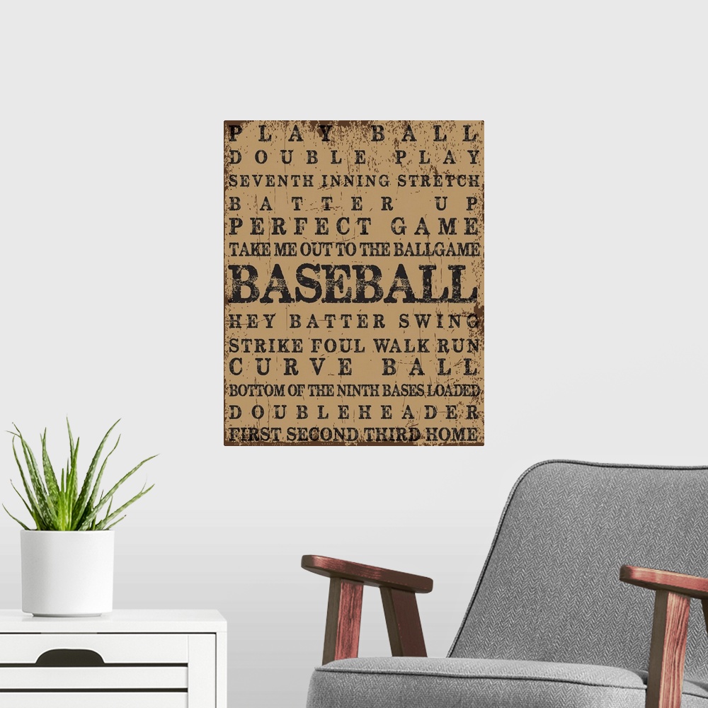 A modern room featuring Baseball Typography