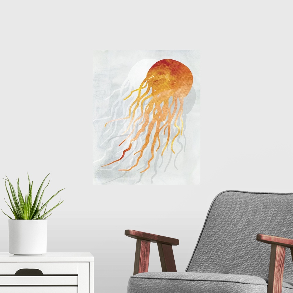 A modern room featuring Coastal Brights III - Jellyfish
