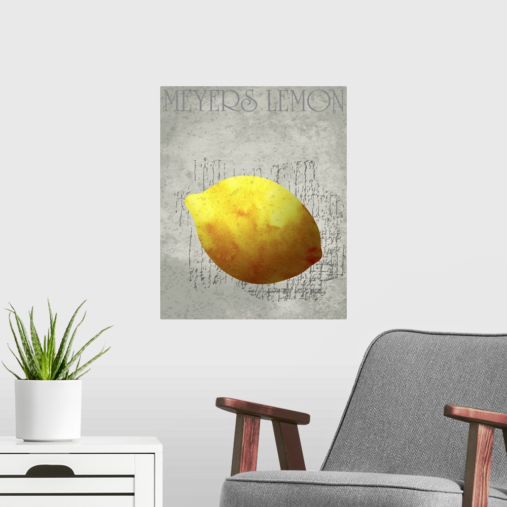A modern room featuring Fruit Watercolor - Meyers Lemon