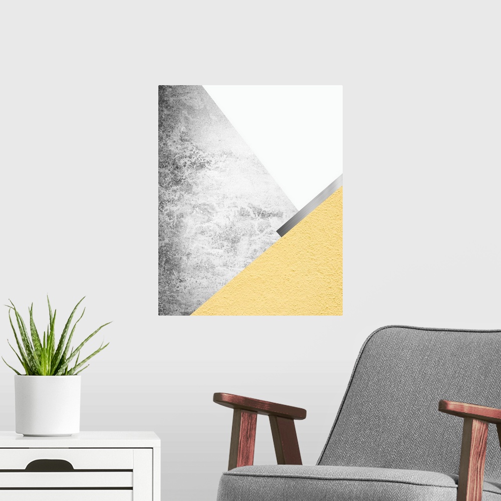 A modern room featuring Yellow and Grey Mountains 1