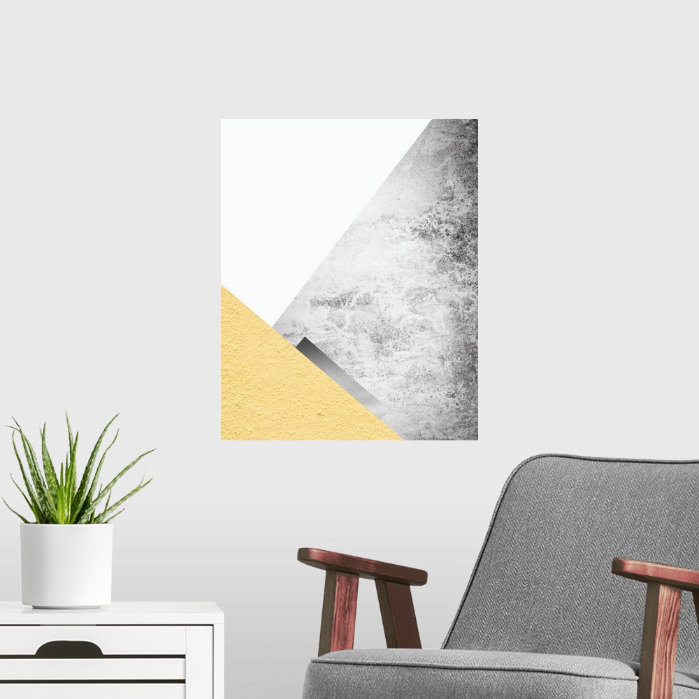 A modern room featuring Yellow and Grey Mountains III