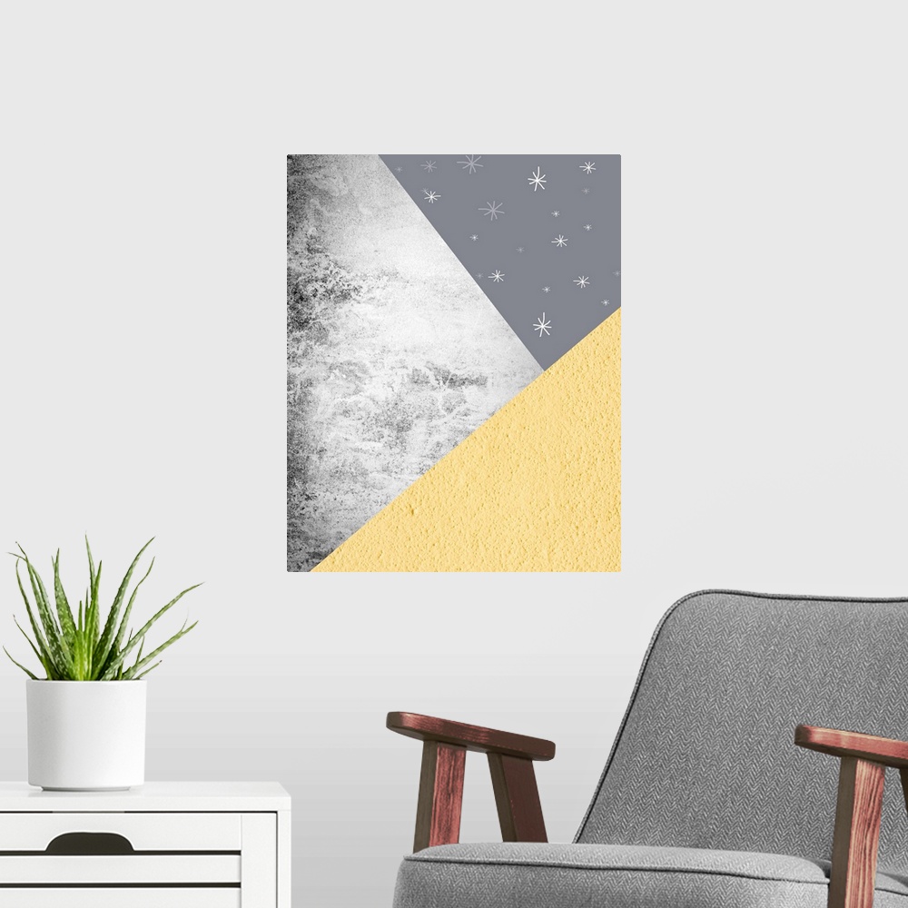 A modern room featuring Yellow Grey Mountains 1