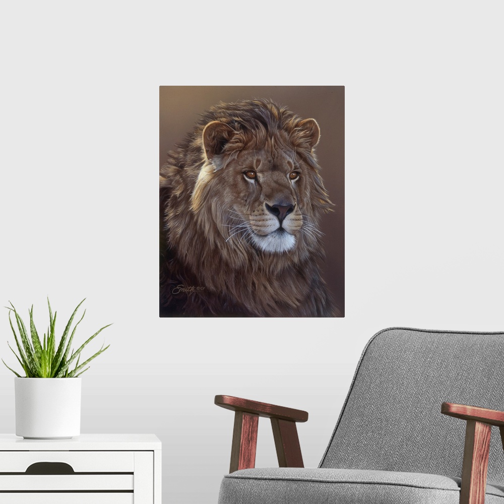 A modern room featuring Lion Portrait