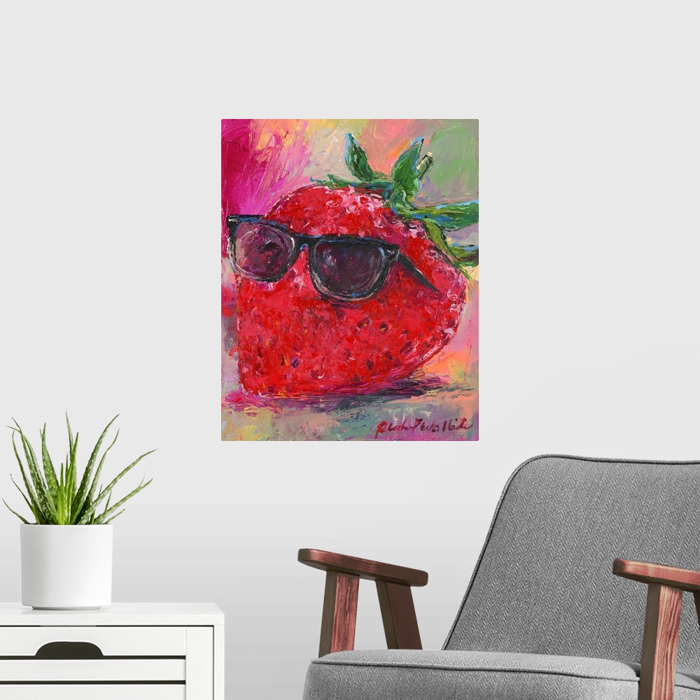 A modern room featuring Art Strawberry