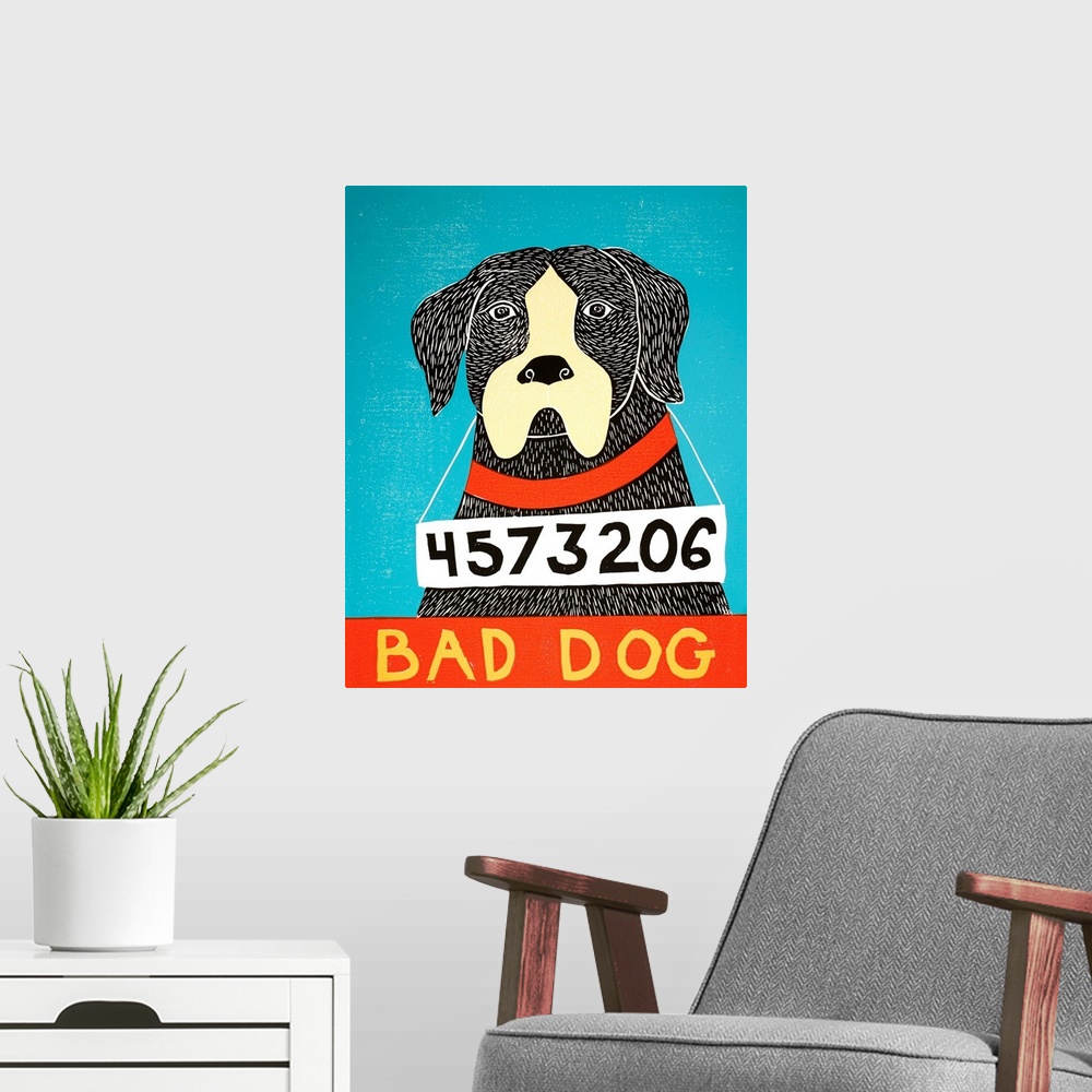 A modern room featuring Bad Dog Boxer