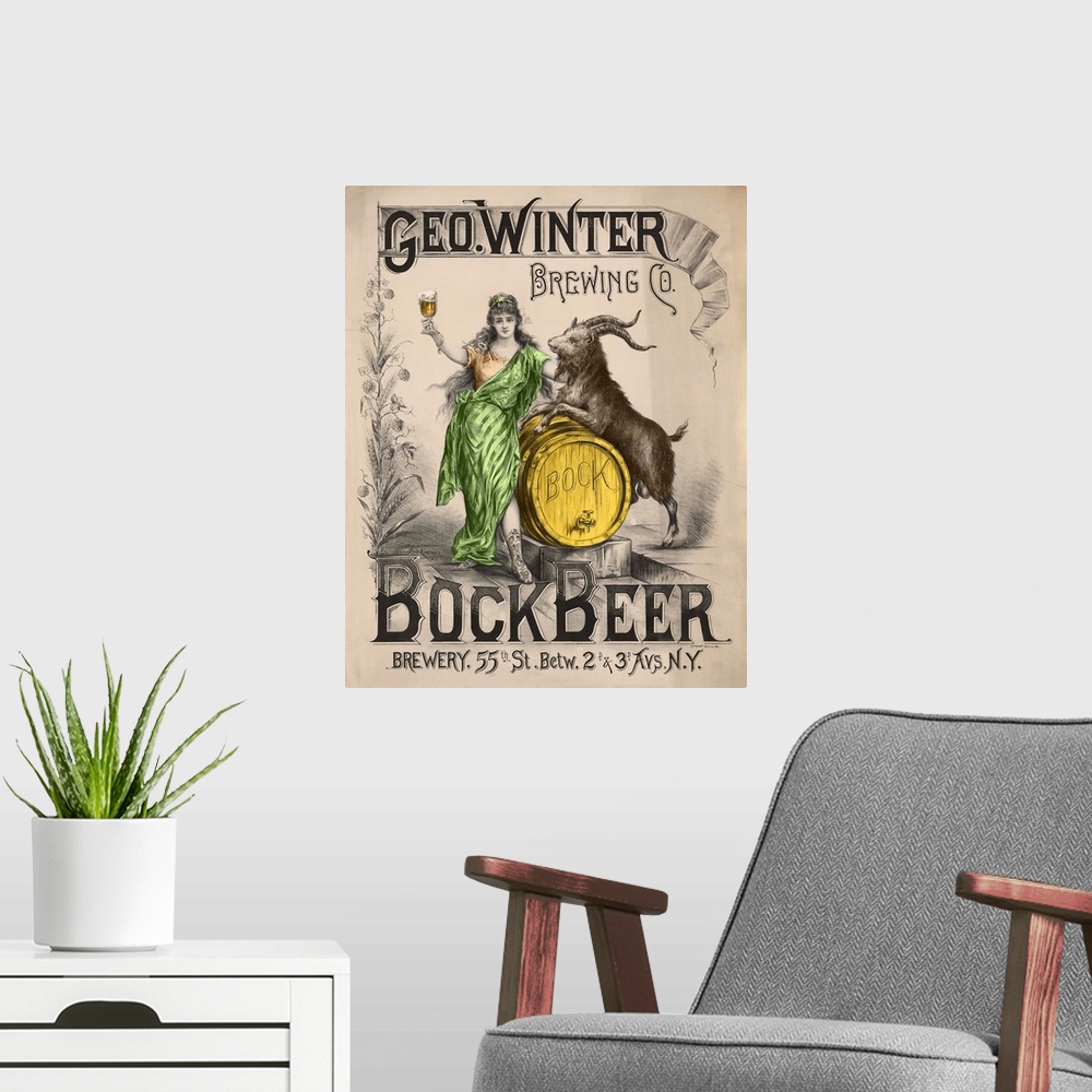 A modern room featuring Bockbeer Green - Vintage Beer Advertisement