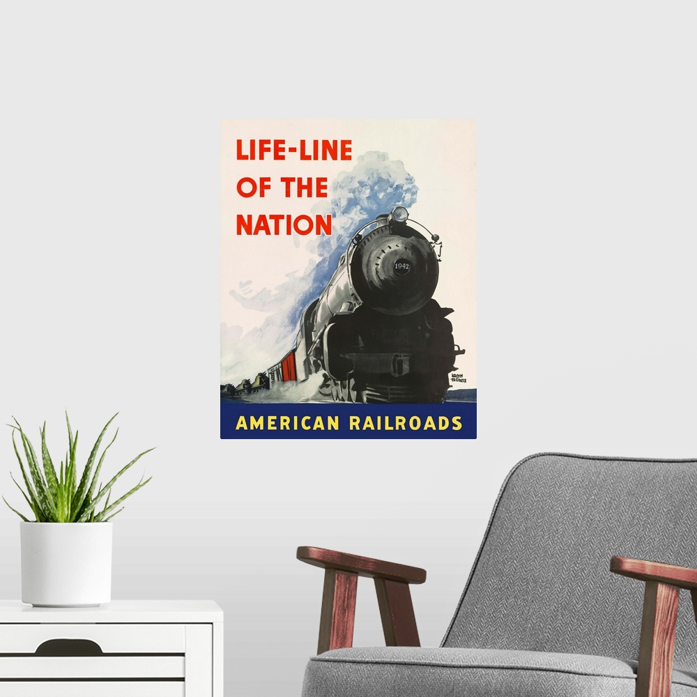 A modern room featuring Life-line of the Nation American Railroads