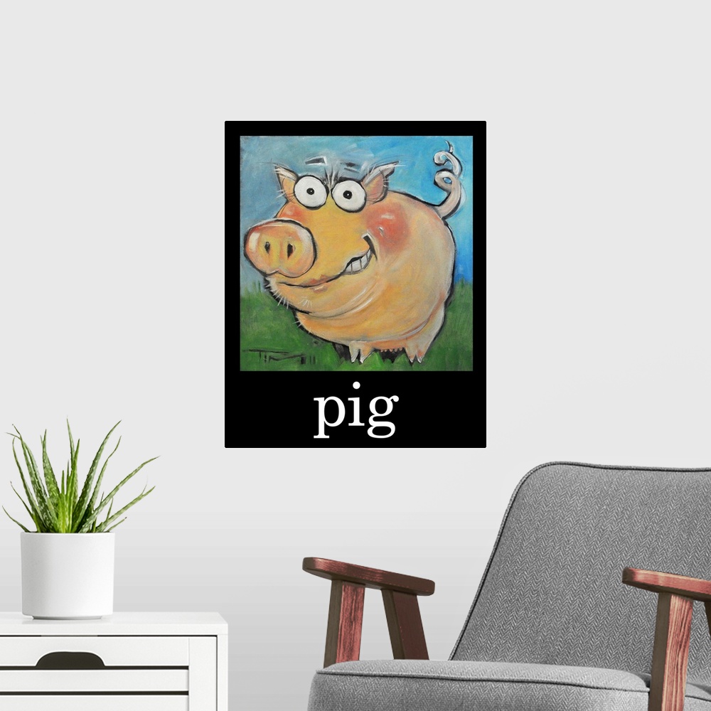 A modern room featuring Pig Poster