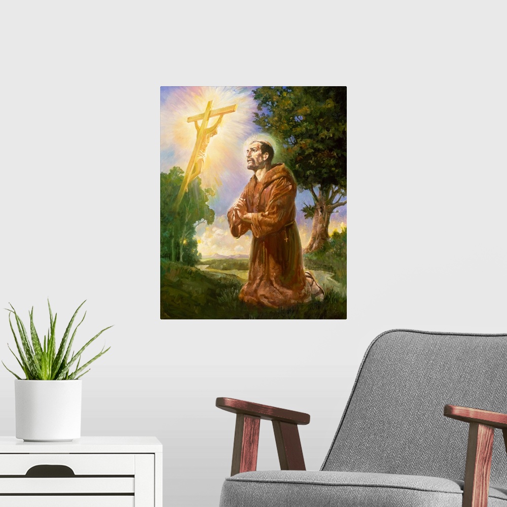 A modern room featuring Saint Francis Of Assisi