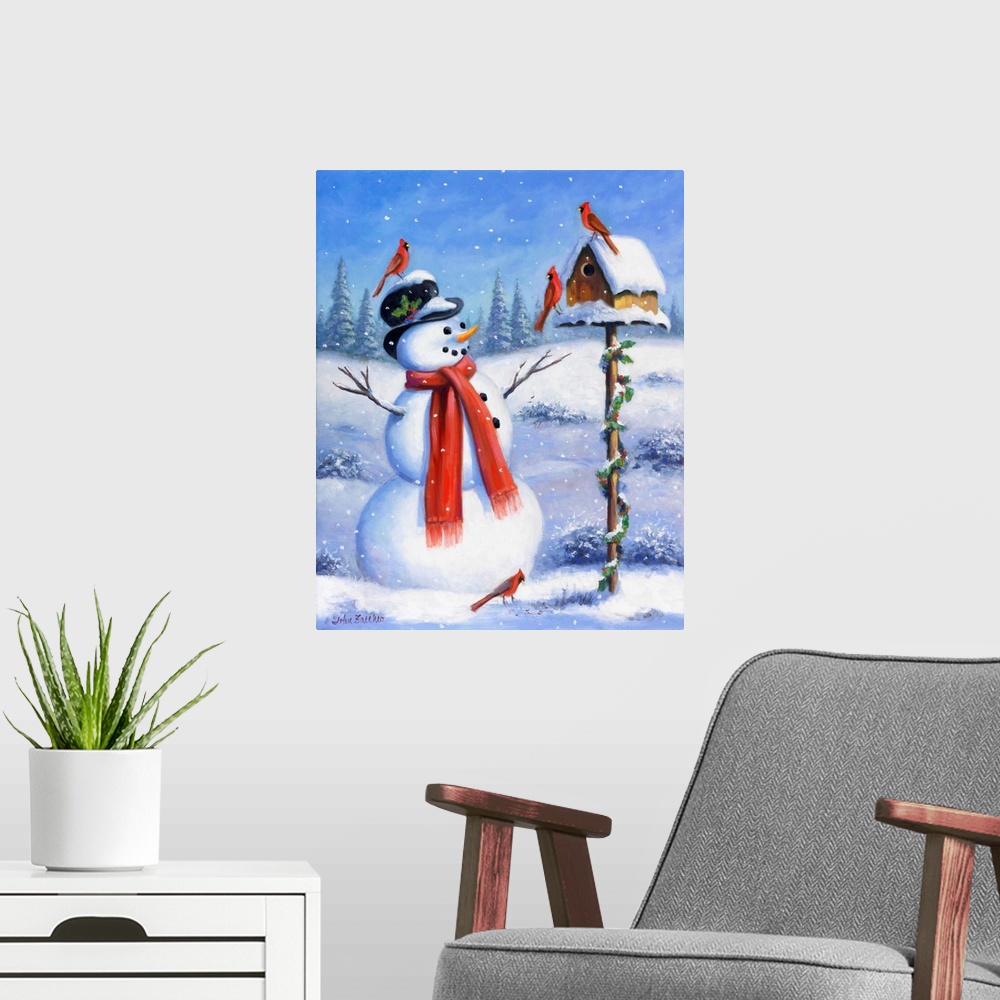 A modern room featuring Snowman And His Friends