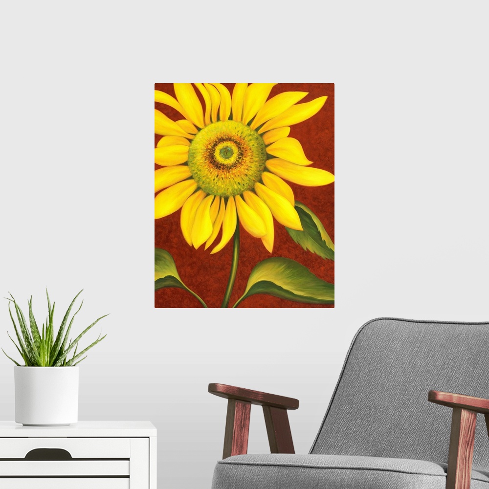 A modern room featuring sunflower