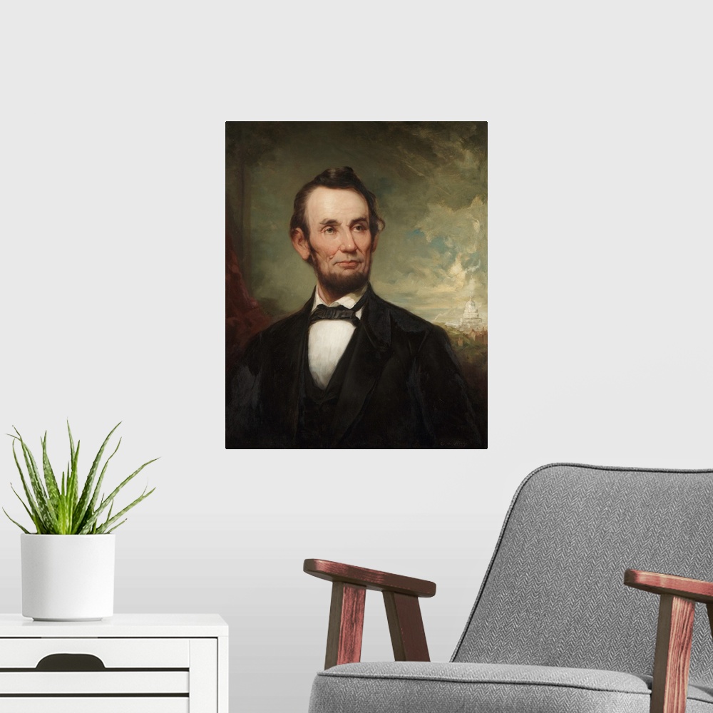 A modern room featuring Abraham Lincoln