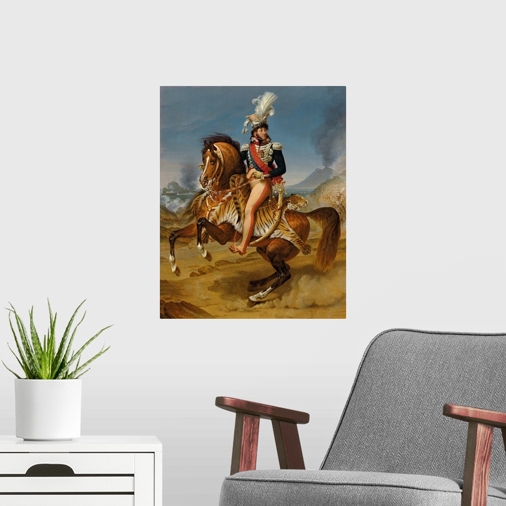 A modern room featuring Equestrian Portrait of Joachim Murat (1767-1815) 1812
