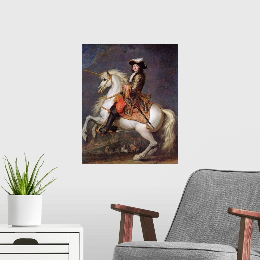 A modern room featuring Equestrian Portrait of Louis XIV (1638-1715)