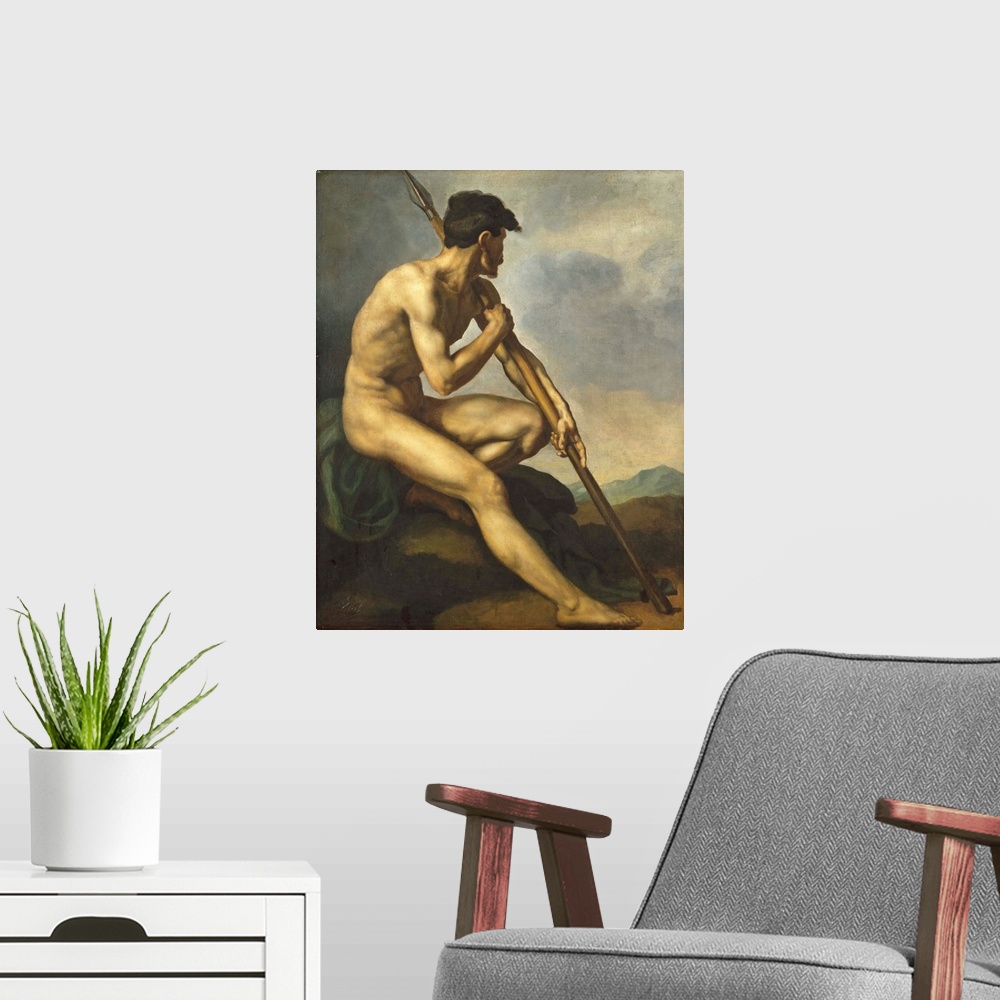 A modern room featuring Nude Warrior with a Spear, c.1816