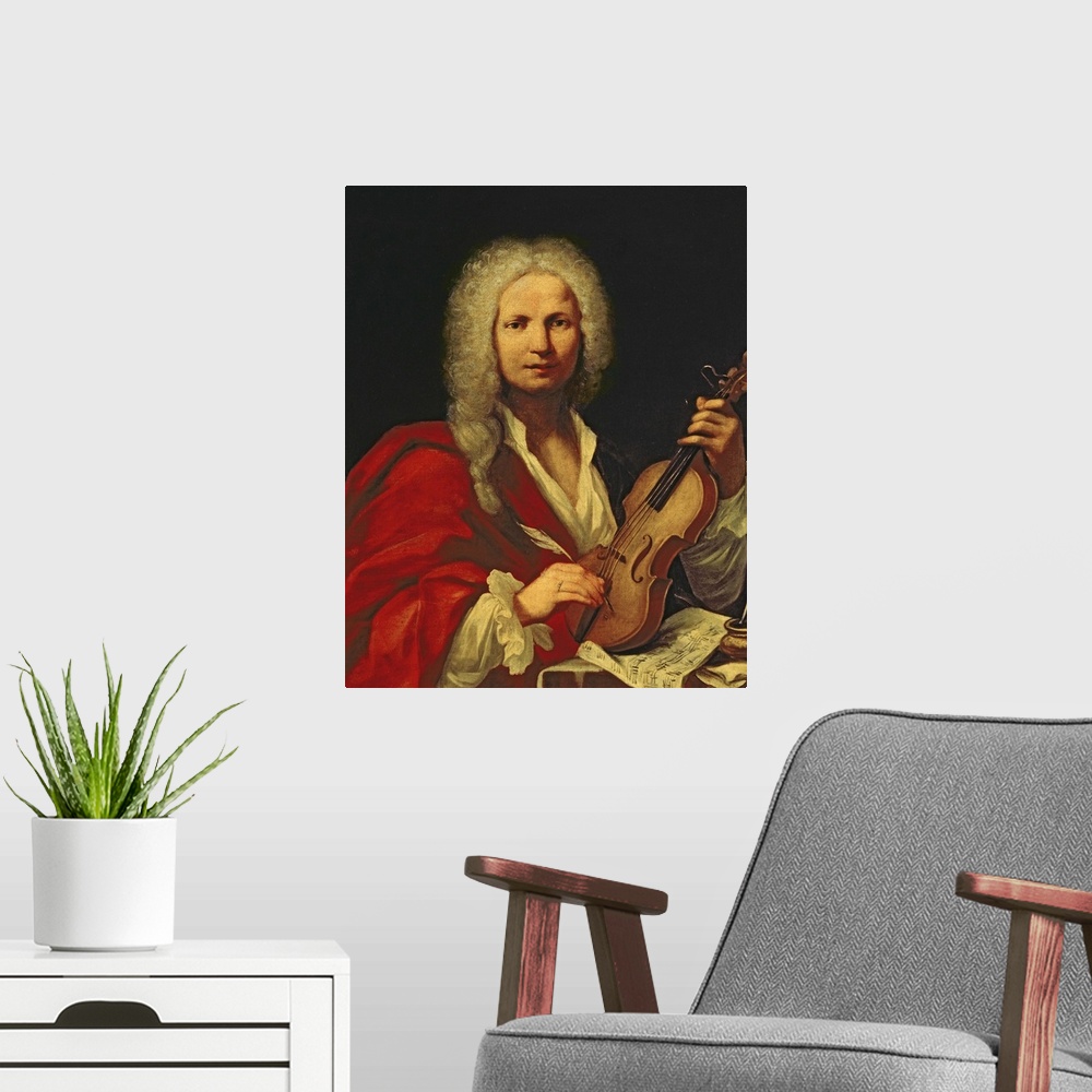 A modern room featuring one of the only three known portraits of Antonio Lucio Vivaldi (1678-1741) (see also 135253 and 4...