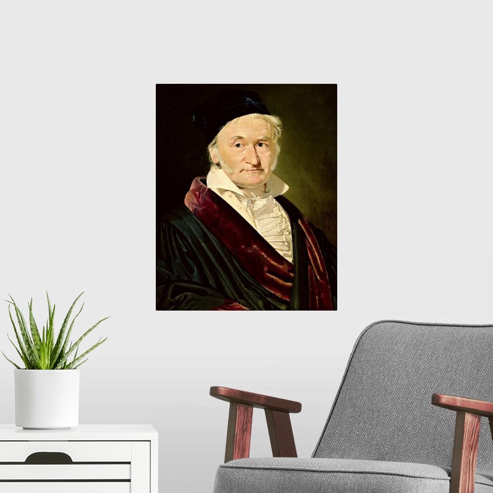 A modern room featuring Portrait of Carl Friedrich Gauss, 1840