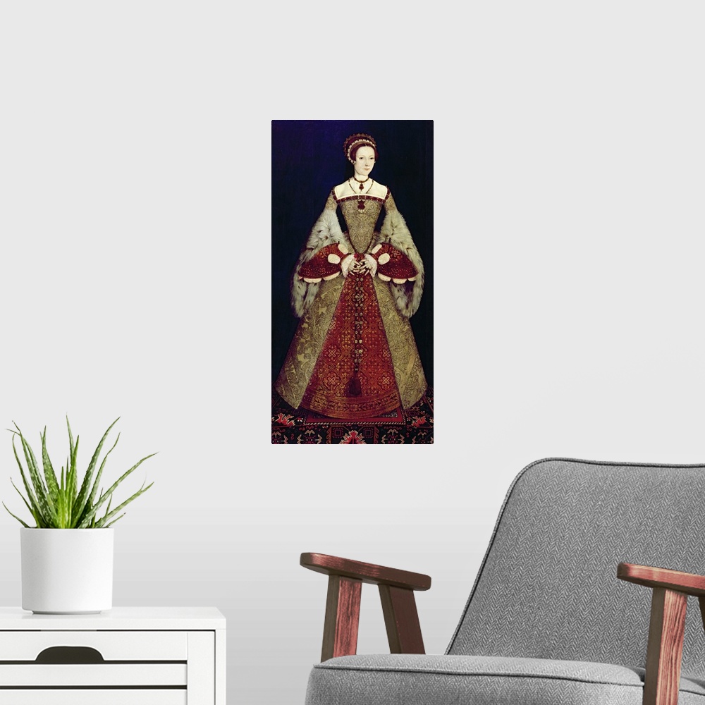 A modern room featuring Portrait of Catherine Parr, 1545