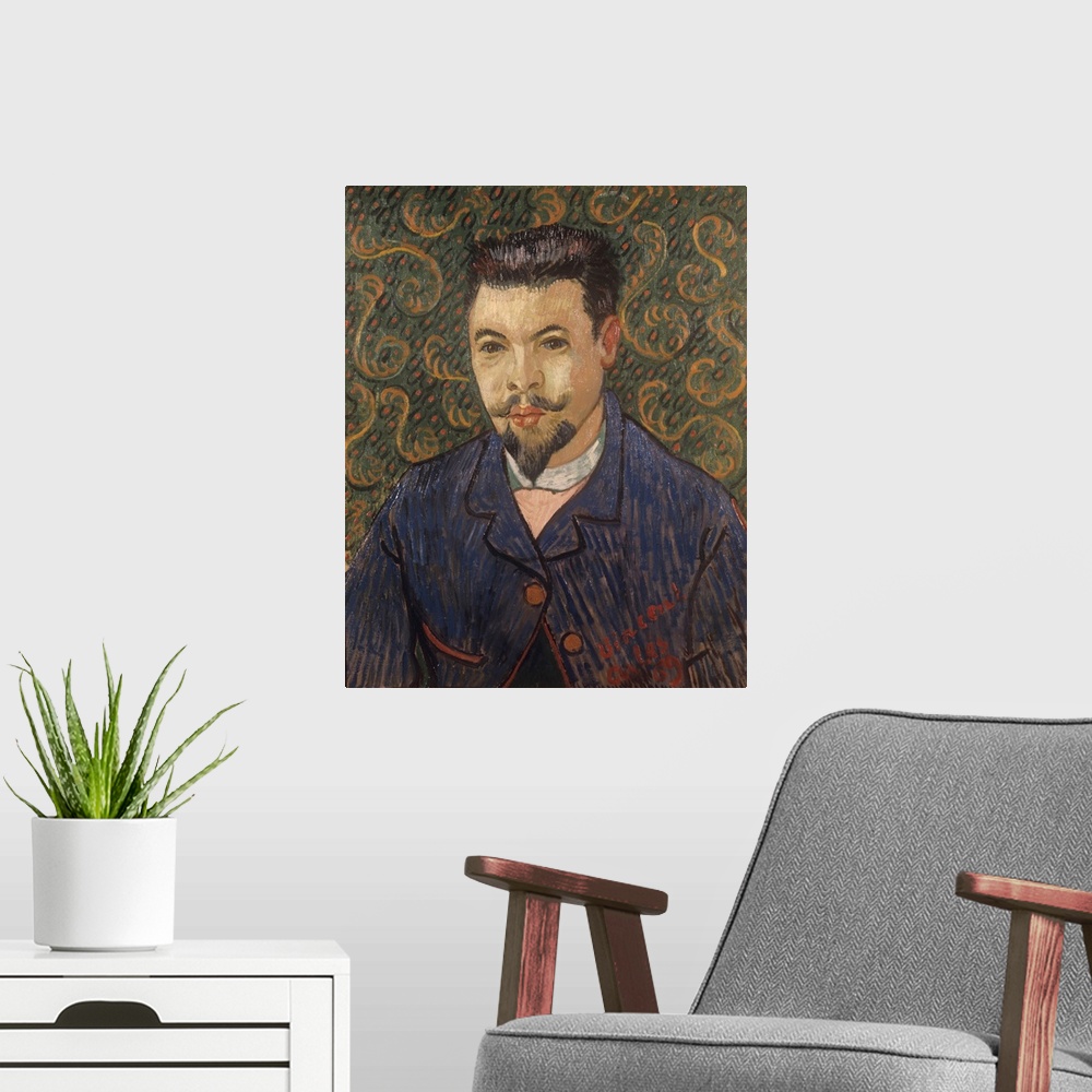 A modern room featuring Portrait of Dr. Felix Rey, 1889 (originally oil on canvas) by Gogh, Vincent van (1853-90)