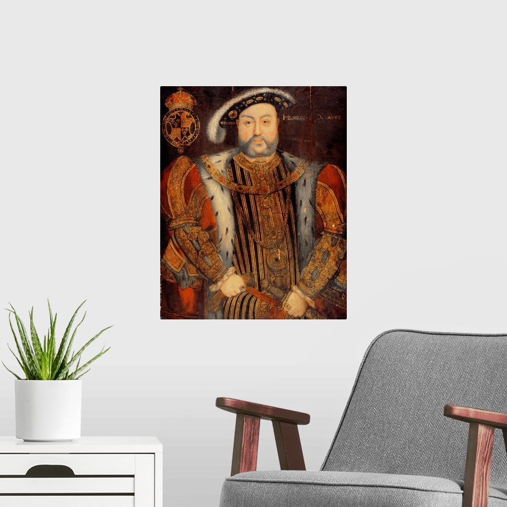 A modern room featuring Portrait of Henry VIII (1491-1547)