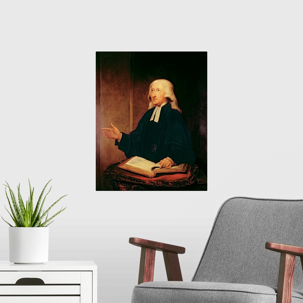 A modern room featuring Portrait of John Wesley (1703-1791) 1788