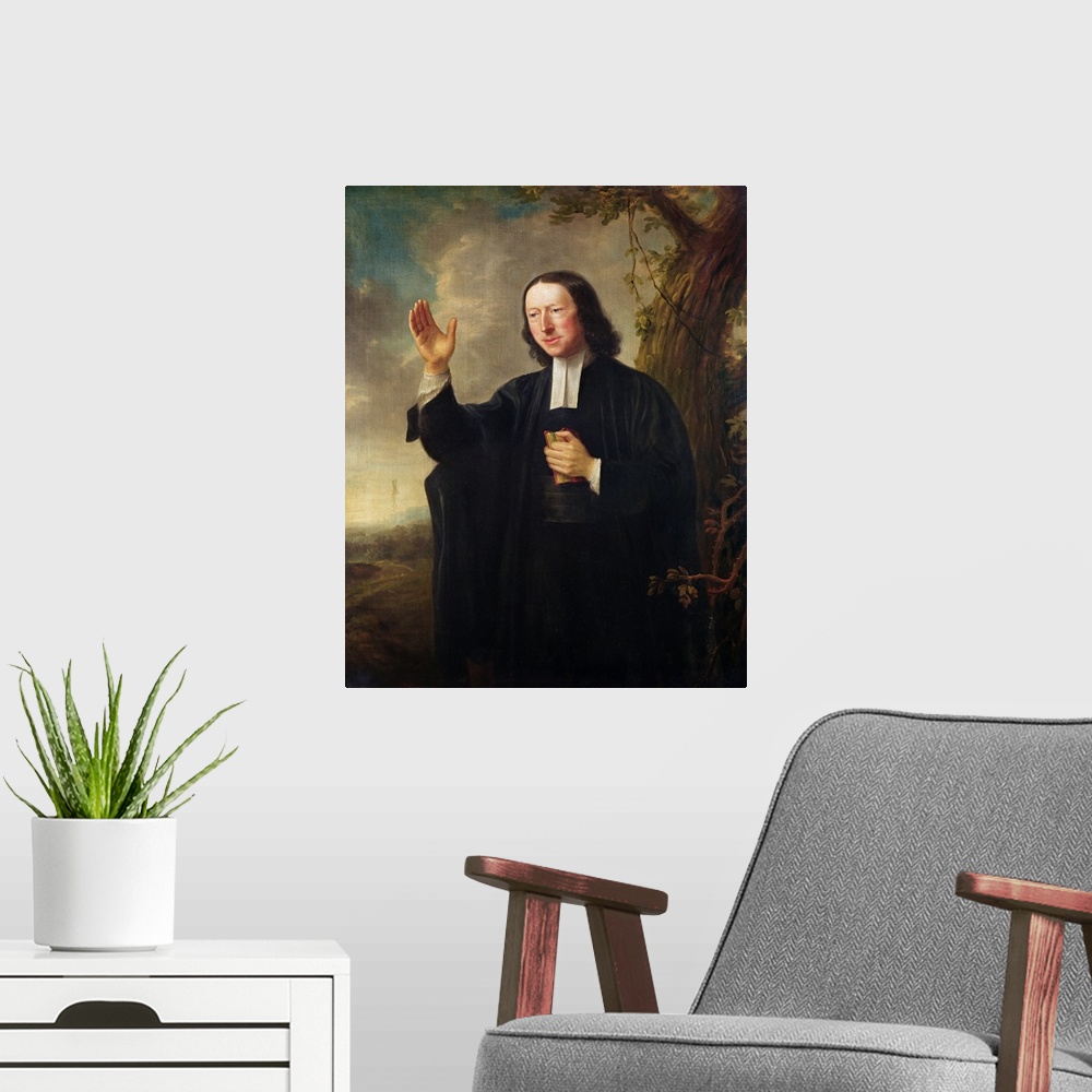 A modern room featuring Portrait of John Wesley, c.1766