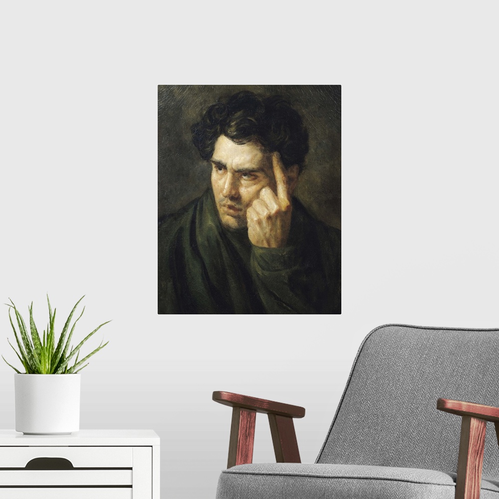 A modern room featuring XIR142130 Portrait of Lord Byron (1788-1824) (oil on canvas)  by Gericault, Theodore (1791-1824);...