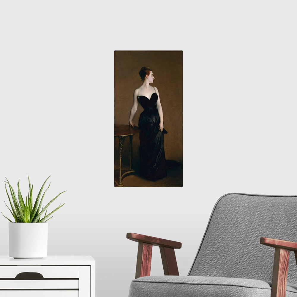 A modern room featuring Portrait of Madame Gautreau, 1883-1884