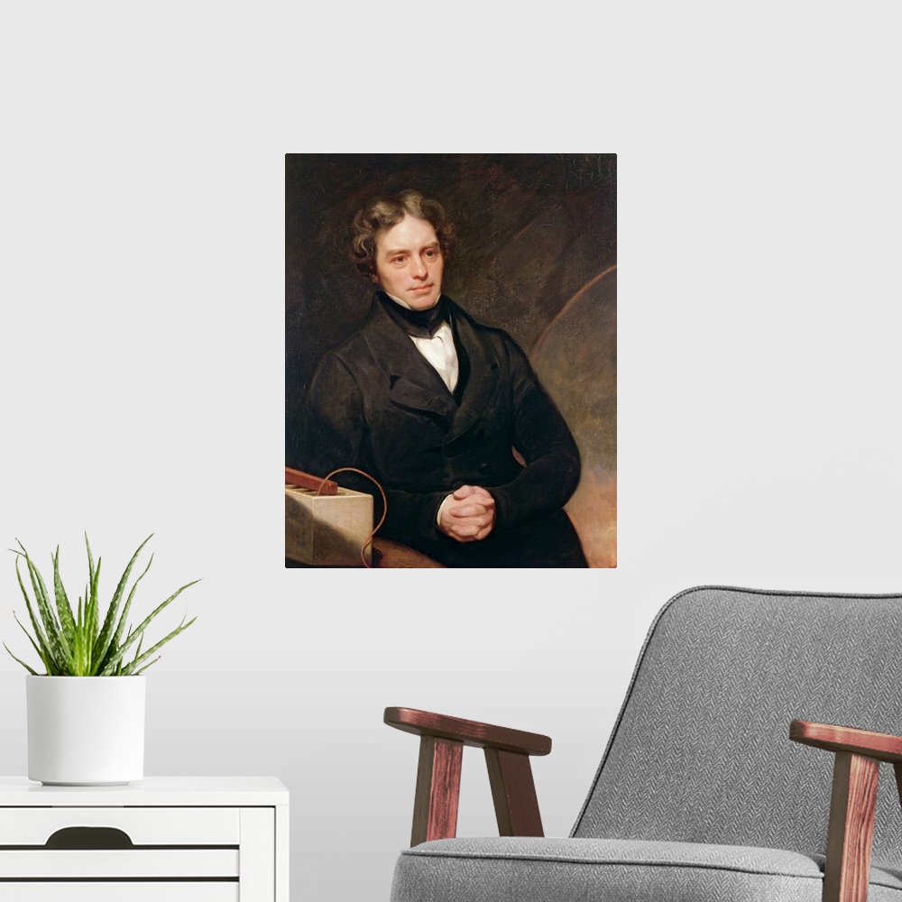 A modern room featuring Portrait of Michael Faraday (1791-1867) 1841-42