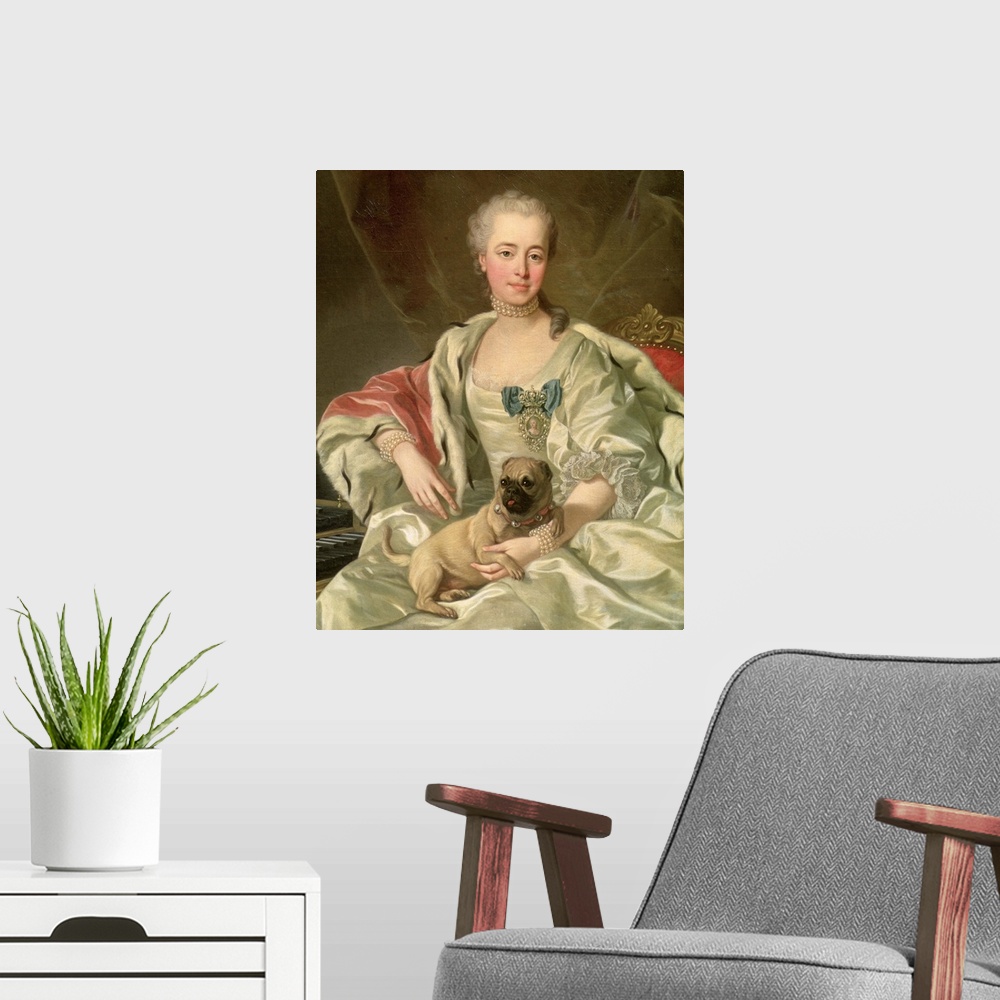 A modern room featuring XIR47594 Princess Ekaterina Golitsyna (1720-91) 1759 (oil on canvas)  by Loo, Louis Michel van (1...