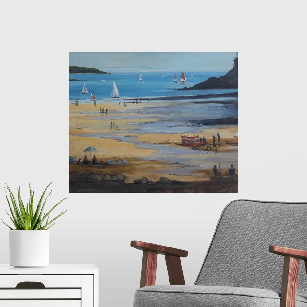 A modern room featuring Salcombe North Sands, Evening Shadows