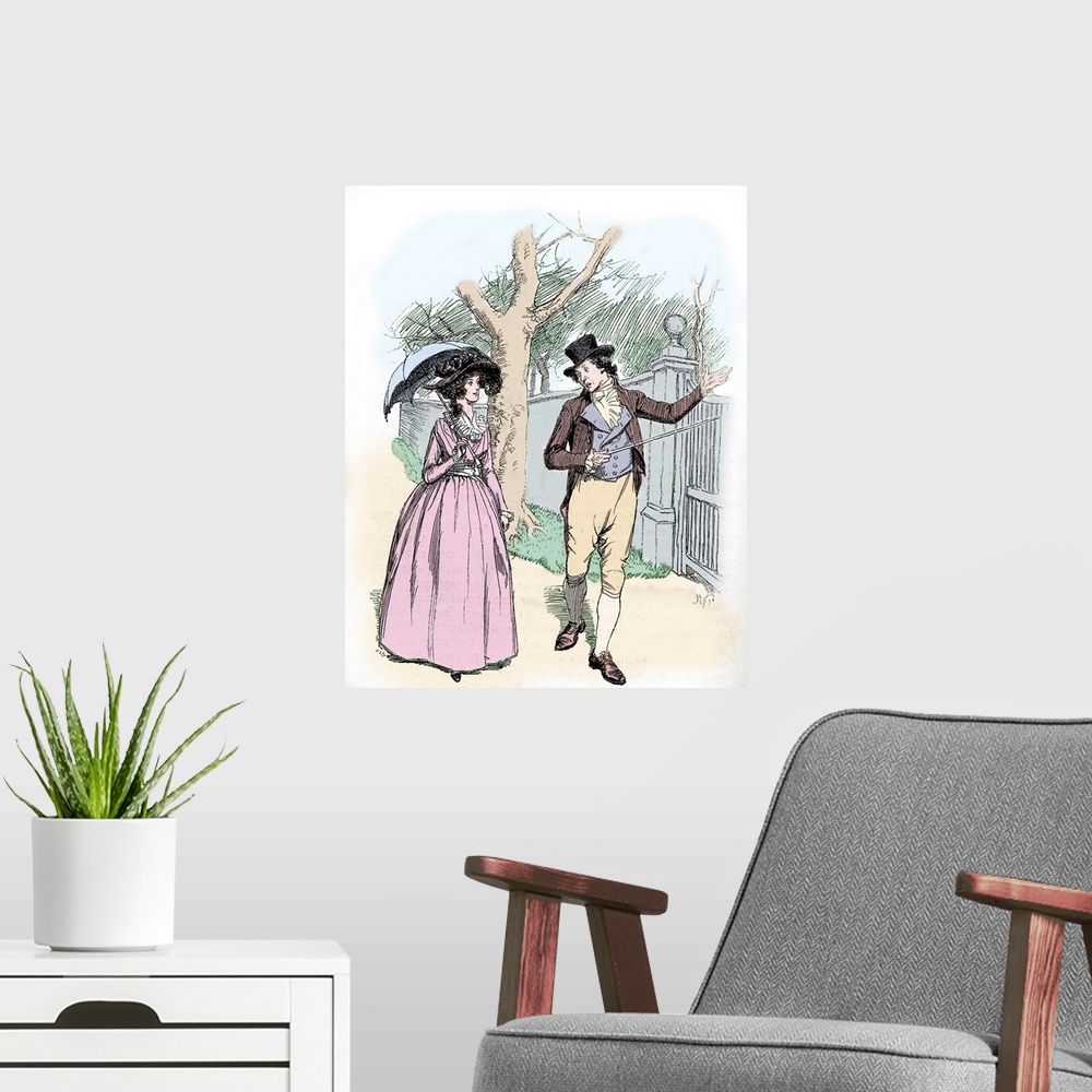 A modern room featuring Sense and Sensibility' by Jane Austen-Caption reads: John tells Elinor how much he hopes Marianne...