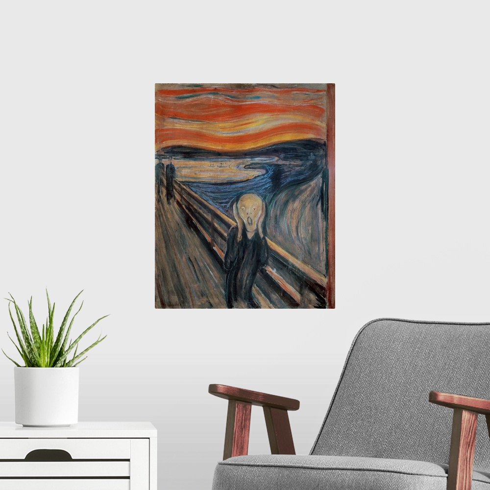 A modern room featuring The Scream, 1893 (originally oil, tempera and pastel on cardboard) by Munch, Edvard (1863-1944)