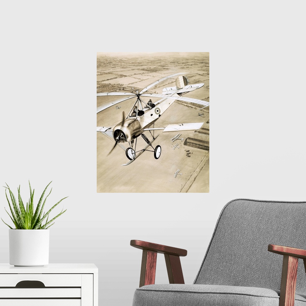 A modern room featuring The Windmill Plane, Autogyro
