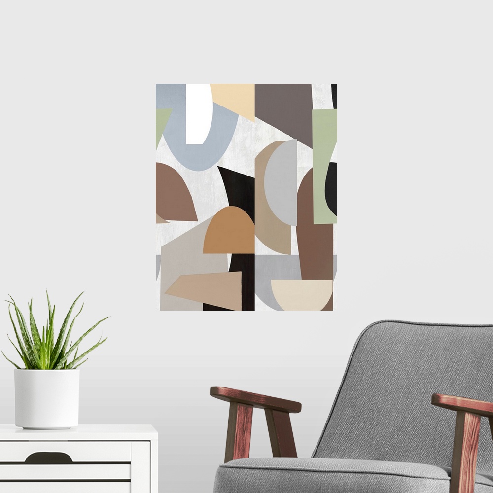 A modern room featuring Abstract Shapes 1 Brown