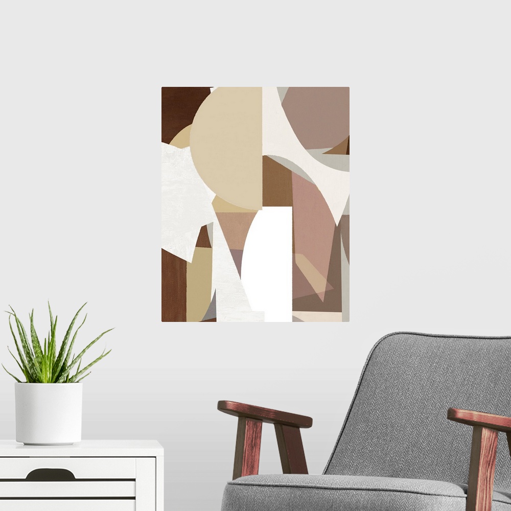 A modern room featuring Abstract Shapes Tan