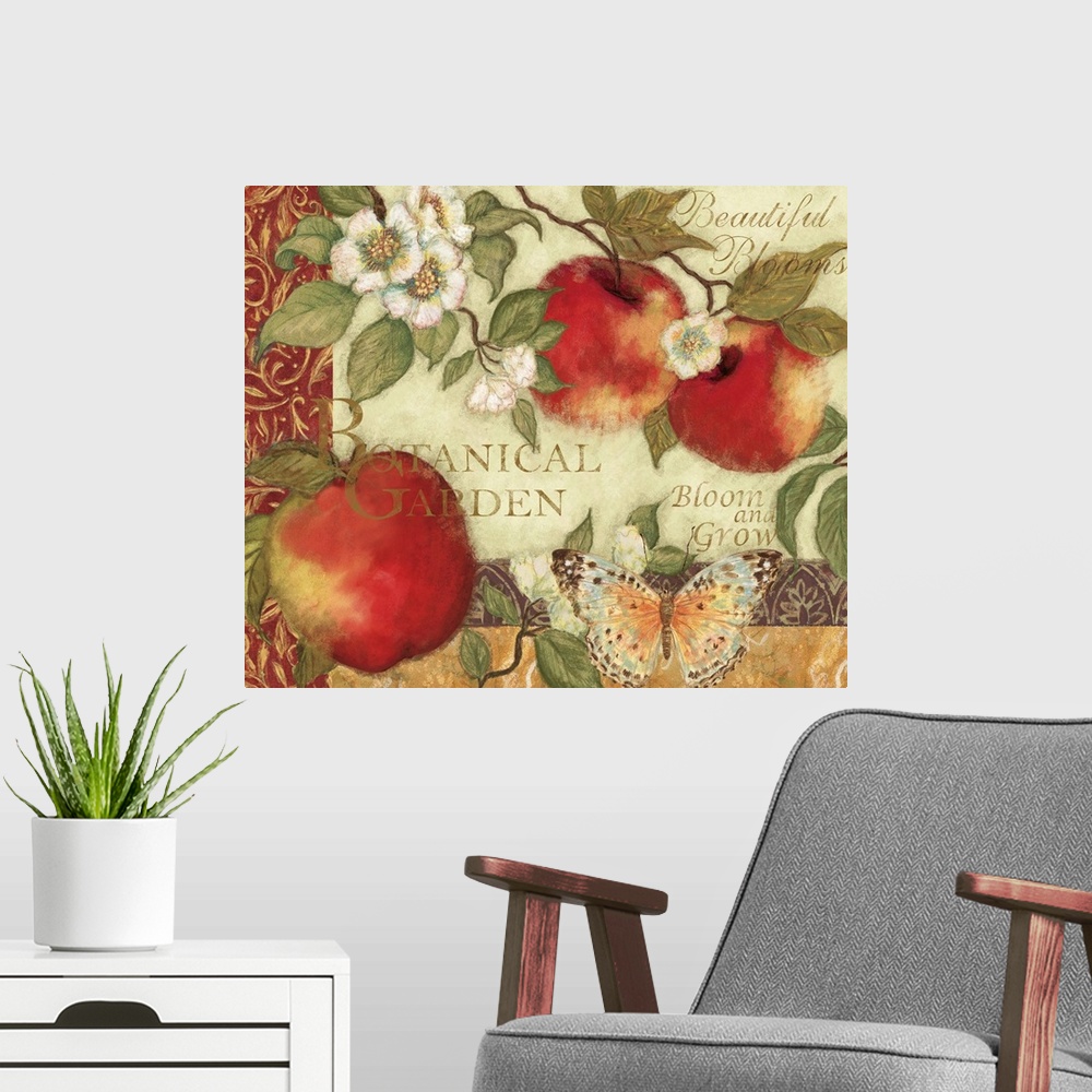 A modern room featuring Lovely botanical fruit image good for kitchen, dining room, home decor