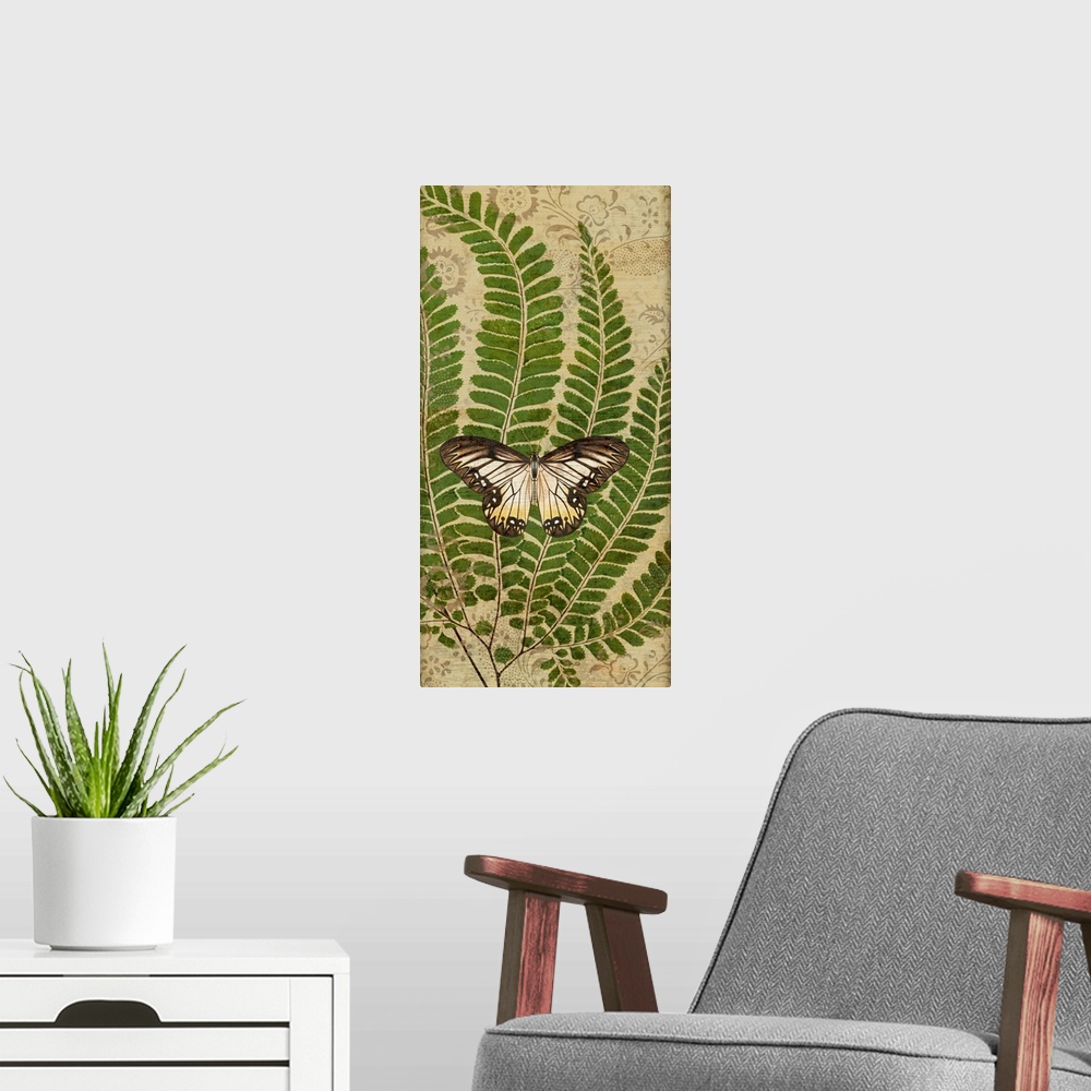 A modern room featuring Beautiful butterfly art in neutral tones will grace any wall.