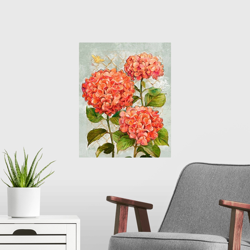 A modern room featuring Classic botanical floral art adds tradition and class to any room.