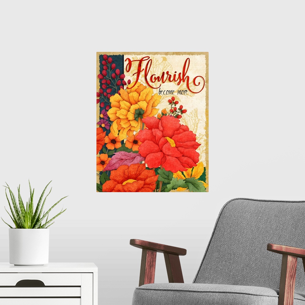 A modern room featuring Inspirational floral art brings a heartfelt sentiment to your decor.