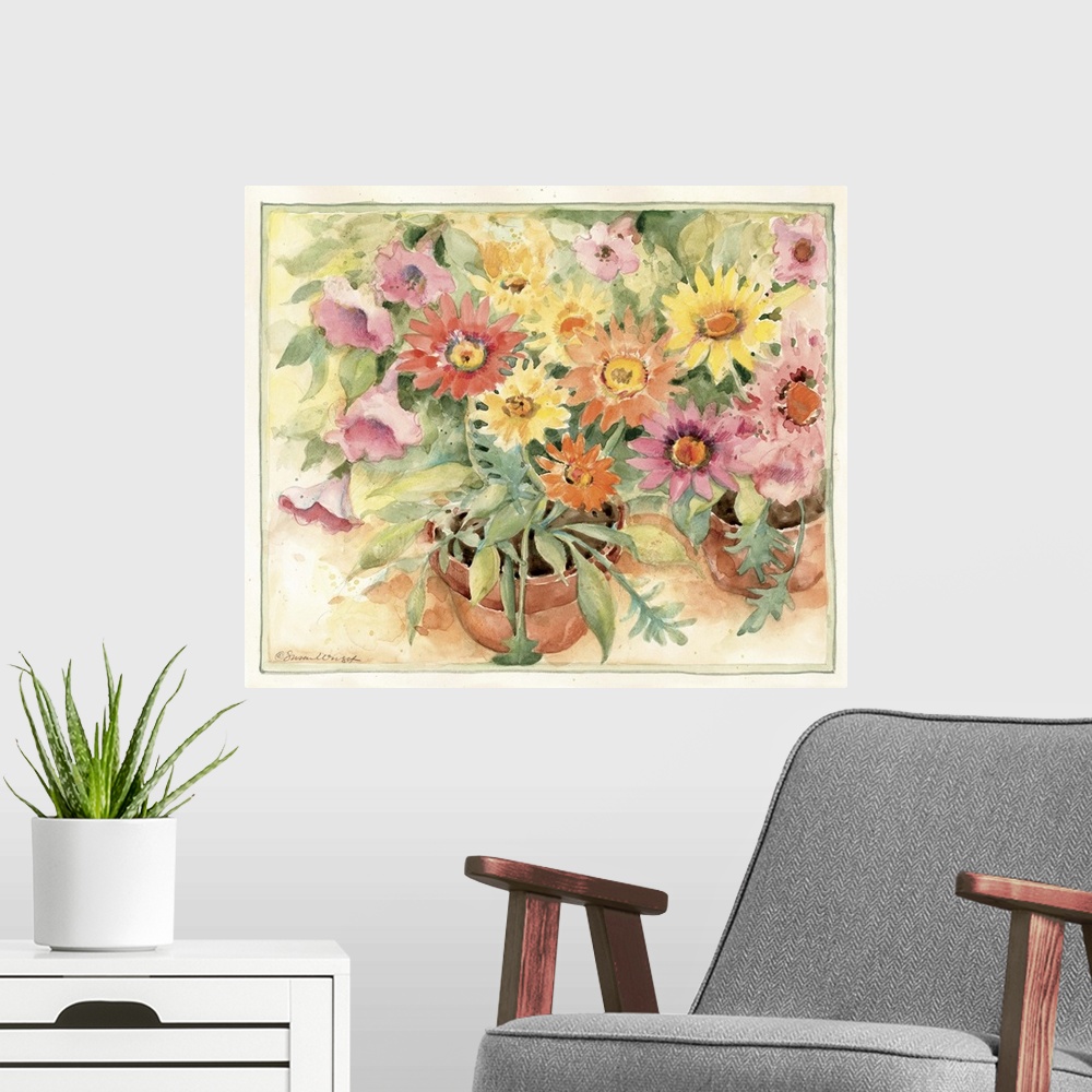 A modern room featuring Lovely flower burst and warm colors add beautiful accent to any room