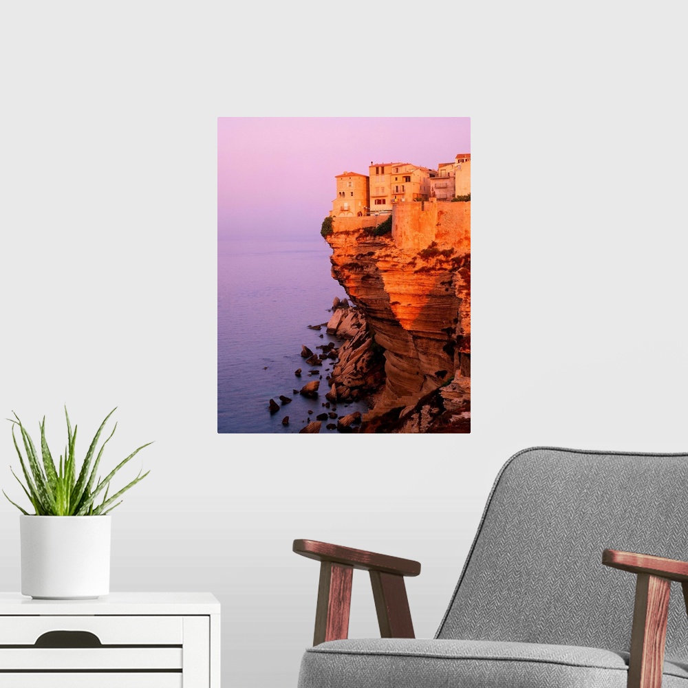 A modern room featuring France, Corsica, Bonifacio, Town and cliff