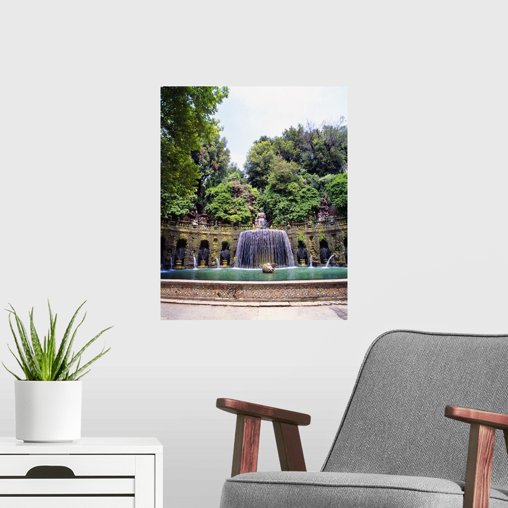 A modern room featuring Italy, Latium, Tivoli, Villa d'Este fountain (UNESCO World Heritage)