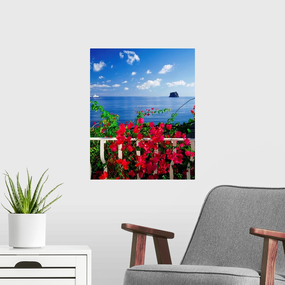 A modern room featuring Italy, Sicily, View from Stromboli island towards the Strombolicchio islet