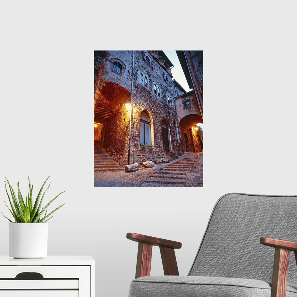 A modern room featuring Italy, Umbria, Spoleto town, typical street