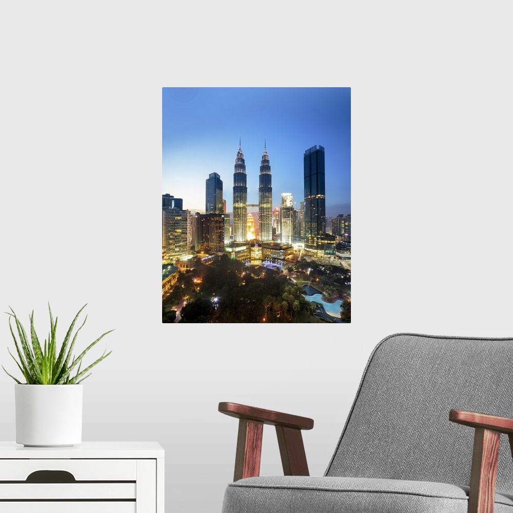 A modern room featuring Malaysia, Selangor, Kuala Lumpur, Petronas Towers,