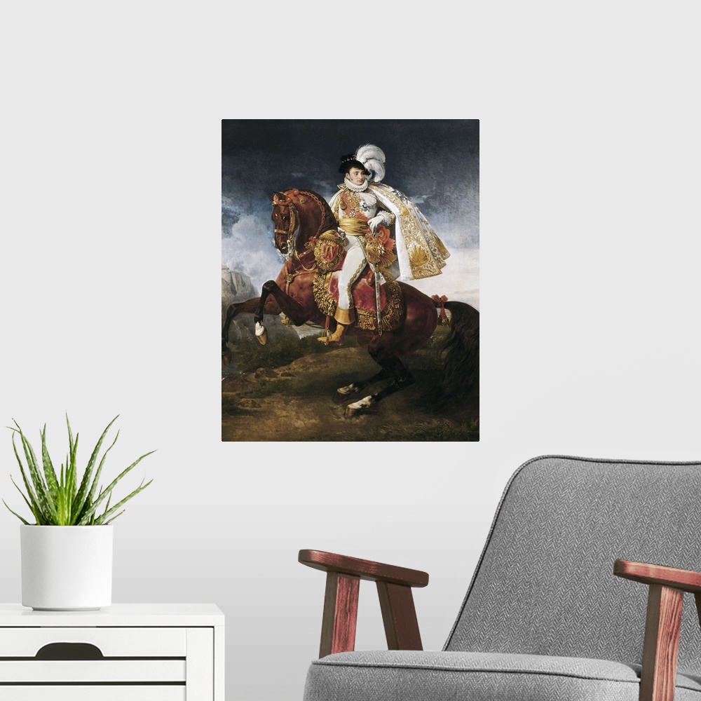 A modern room featuring Equestrian Portrait of Jerome Bonaparte