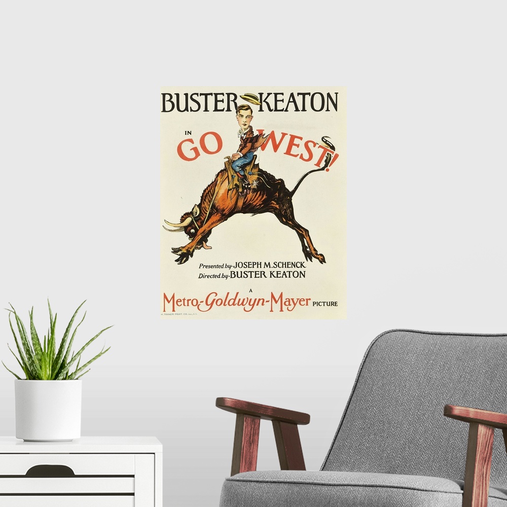 A modern room featuring Go West! - Vintage Movie Poster